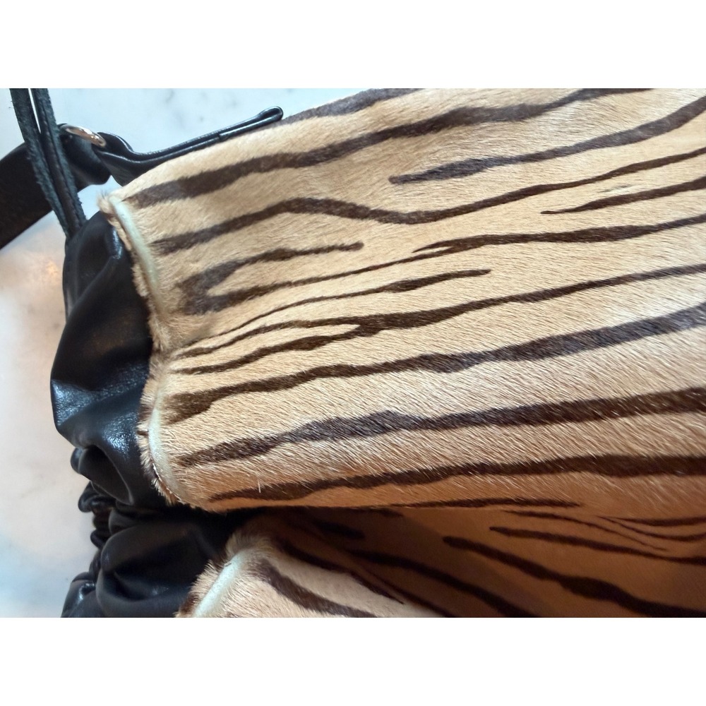 The Elephant Walk Dallas Collectible Zebra Calf Hair Leather Bucket Bag Vintage - Picture 10 of 16